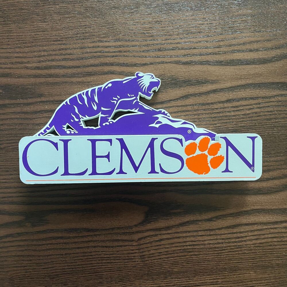 VTG Shelia's kadArt Clemson Tigers Wooden Shelf Sitter Cutout Sign 1999 NCAA